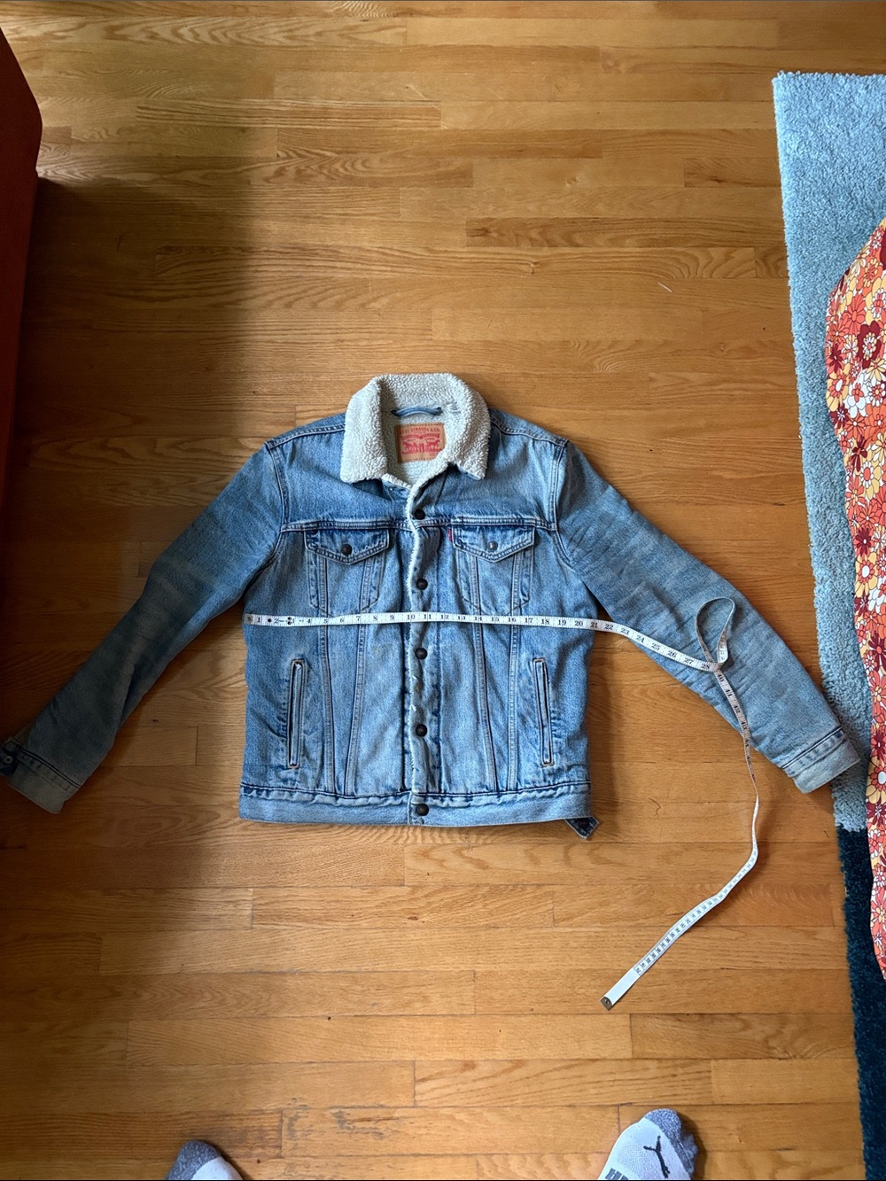 Medium Light Blue Sherpa-Lined Denim Jacket